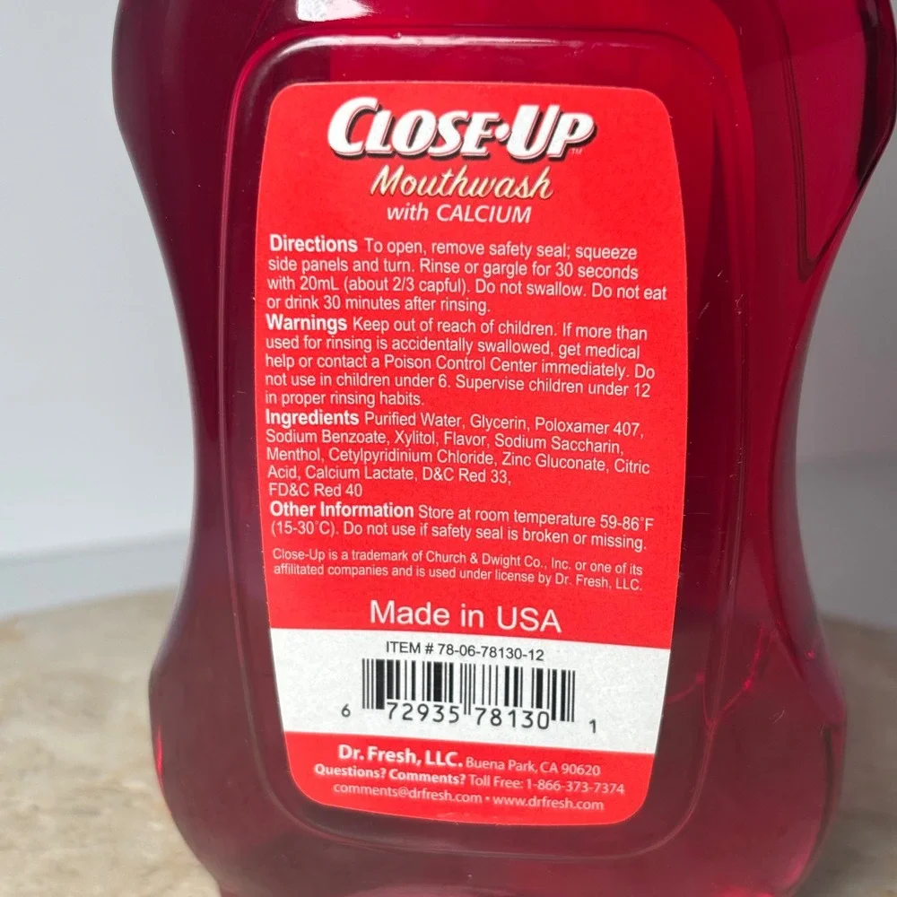 Close Up Cinnamon Flavor Mouthwash with Calcium Alcohol Free Sugar Free 16 Fl Oz